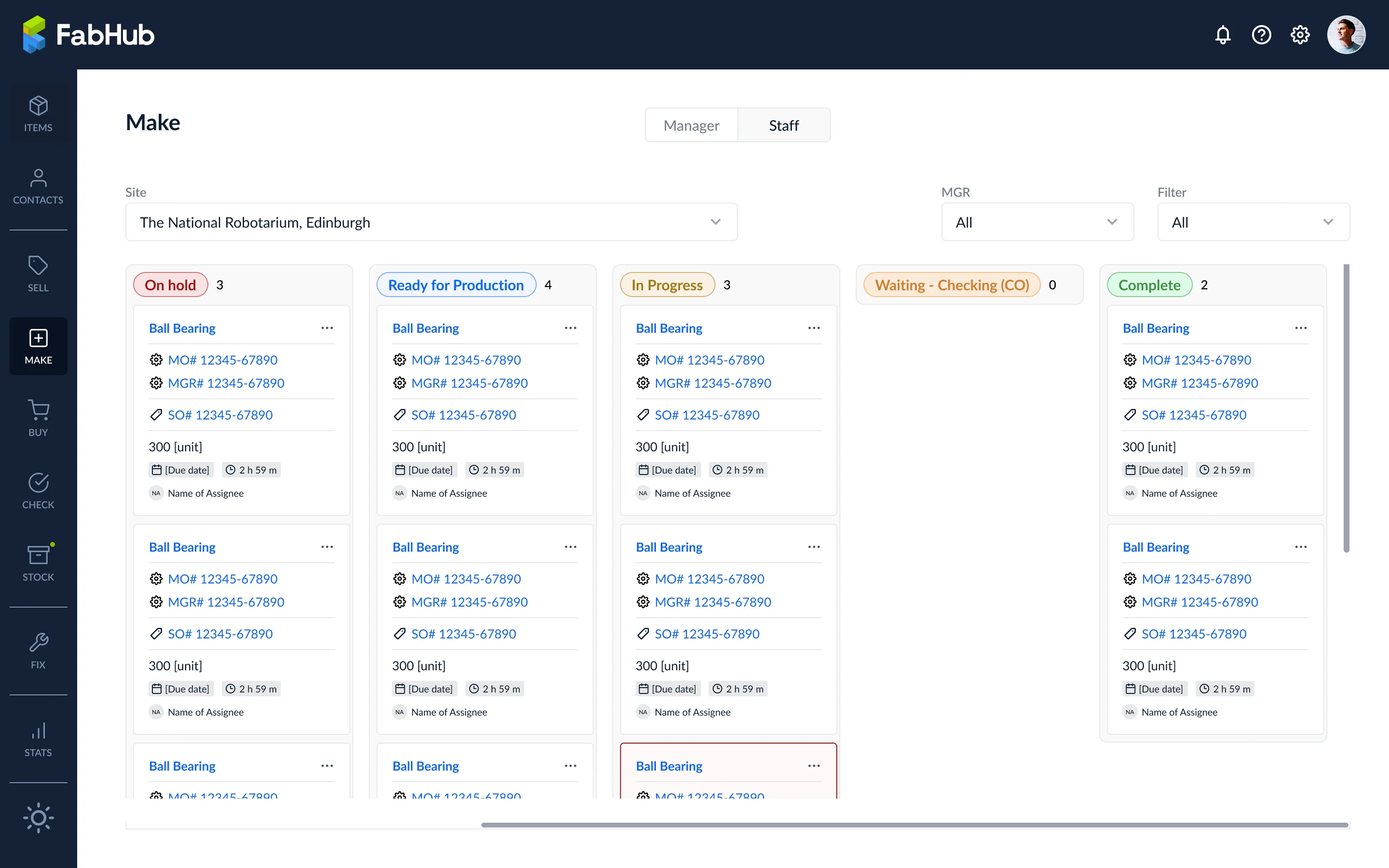 Staff-Kanban-Ansicht